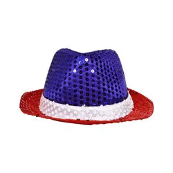 Meijer Corporate Seasonal Mjr Patriotic Light Up Sequin Hat