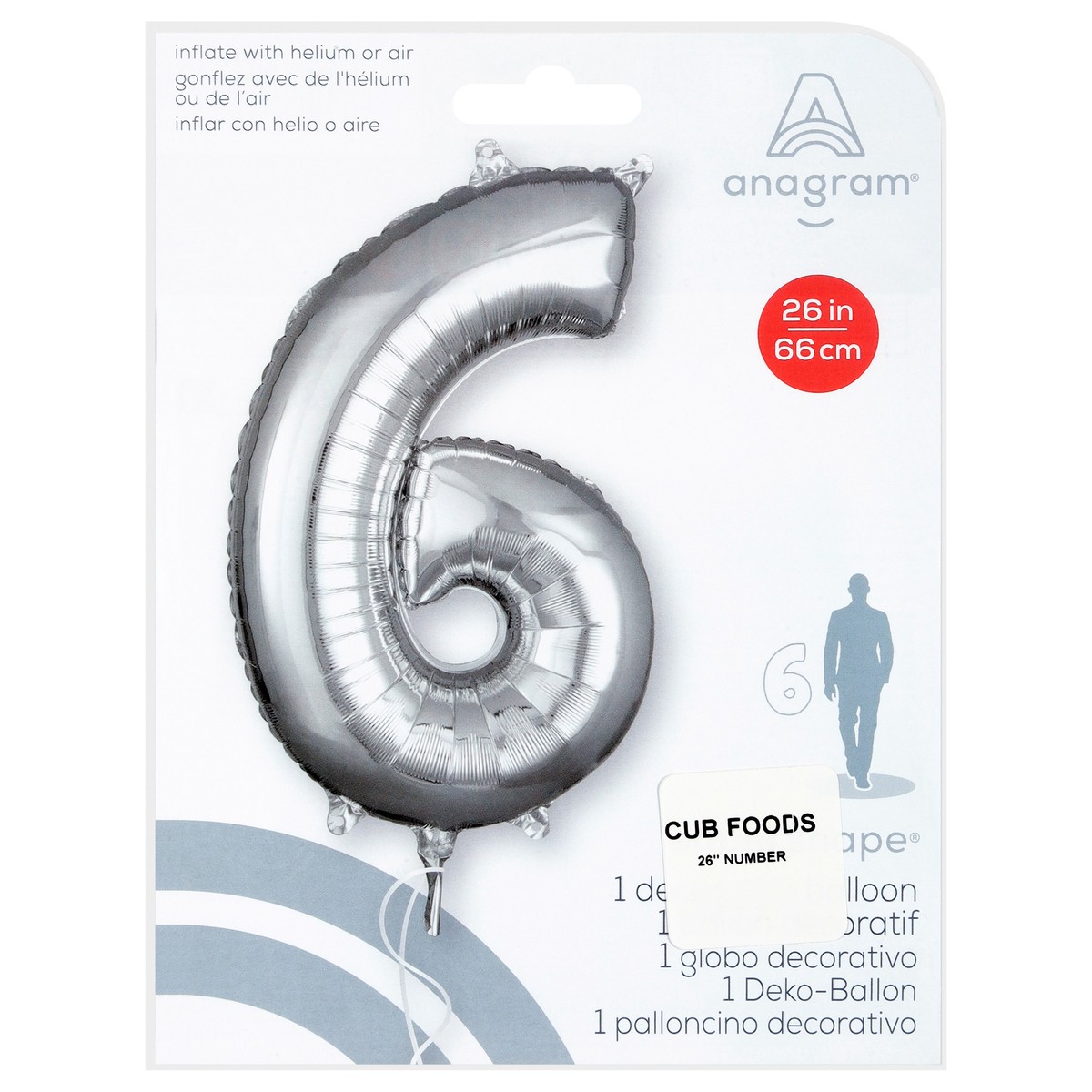 slide 2 of 2, E&R Number 6 Silver Balloon, 26 in