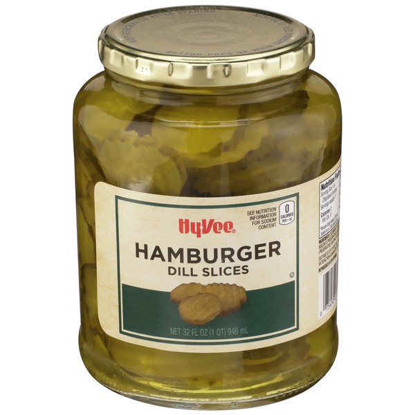 slide 1 of 7, Hy-vee Hamburger Dill Slices, 32 fl oz