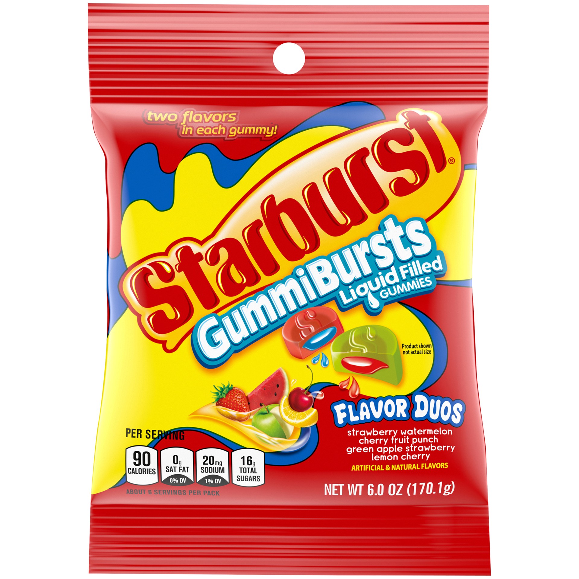 slide 1 of 8, Starburst Flavor Duos GummiBurst Candy Bag, 6 ounce, 6 oz