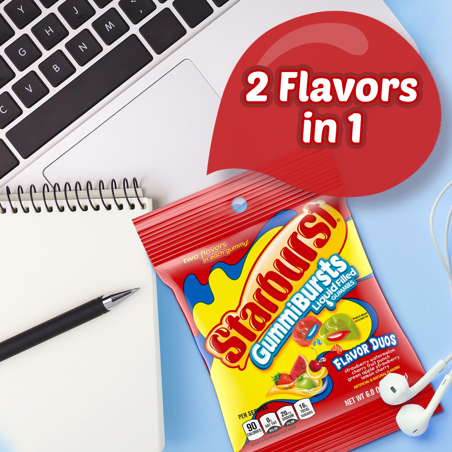 slide 3 of 8, Starburst Flavor Duos GummiBurst Candy Bag, 6 ounce, 6 oz