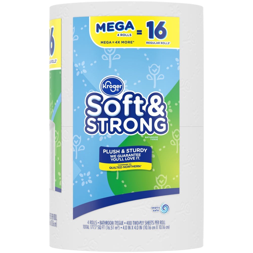 slide 2 of 5, Kroger Soft & Strong Mega Roll Bathroom Tissue, 4 ct