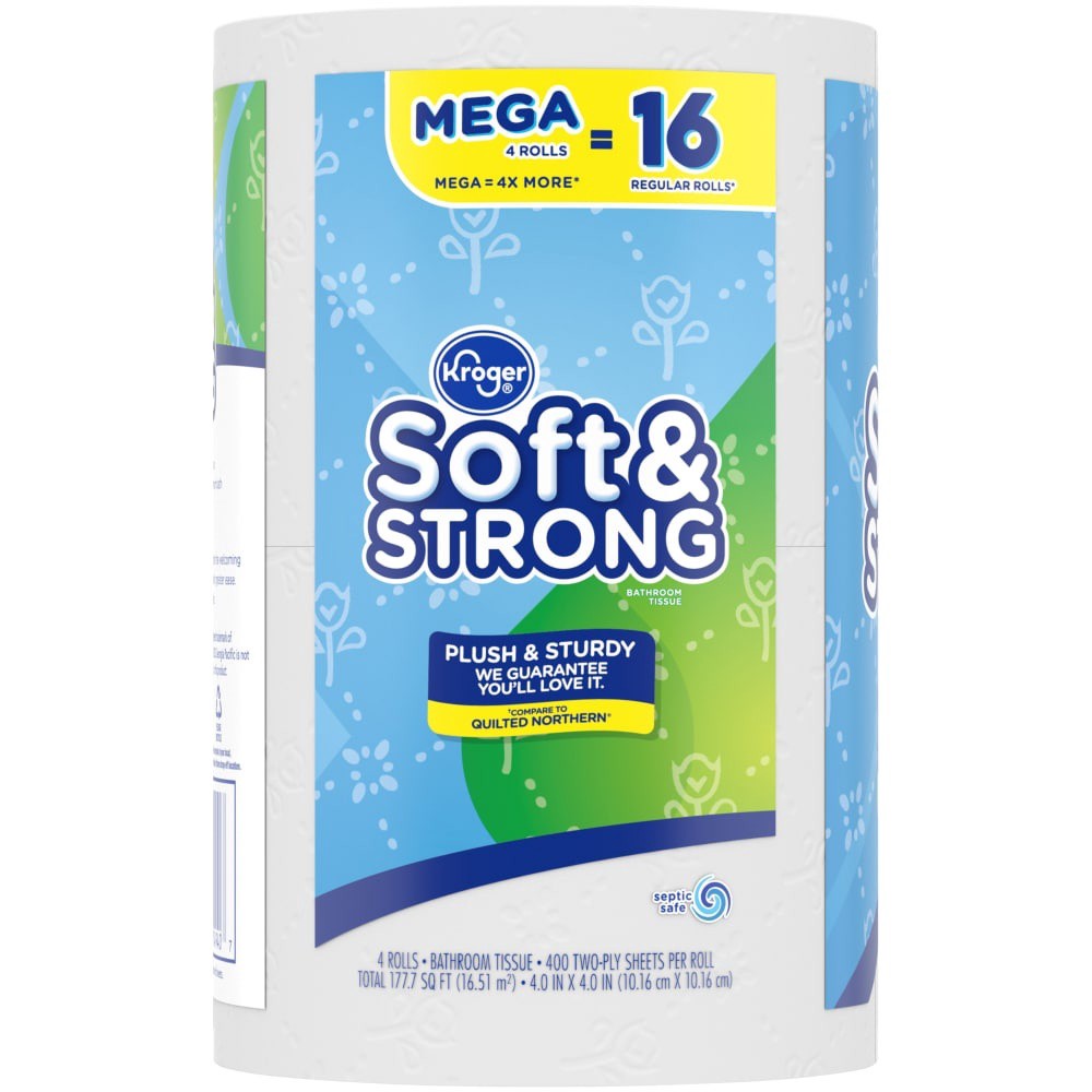 slide 4 of 5, Kroger Soft & Strong Mega Roll Bathroom Tissue, 4 ct