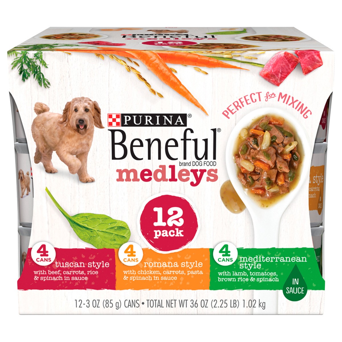 slide 1 of 8, Beneful Medleys In Sauce Dog Food 12 ea, 12 ct