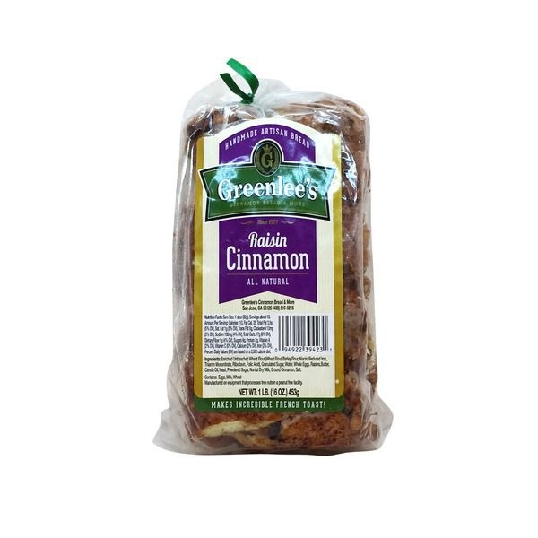 slide 1 of 1, Greenlee's Cinnamon Raisin Bread, 1 ct