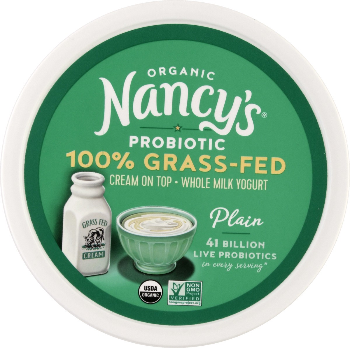 slide 12 of 13, Nancy's Probiotic Organic 100% Grass-Fed Whole Milk Plain Yogurt 24 oz, 24 oz