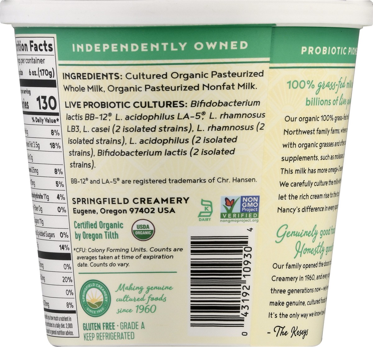 slide 9 of 13, Nancy's Probiotic Organic 100% Grass-Fed Whole Milk Plain Yogurt 24 oz, 24 oz