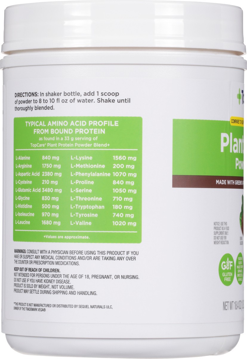 slide 14 of 15, TopCare Health Plant Protein Chocolate Flavor Powder Blend 18.4 oz, 18.4 oz