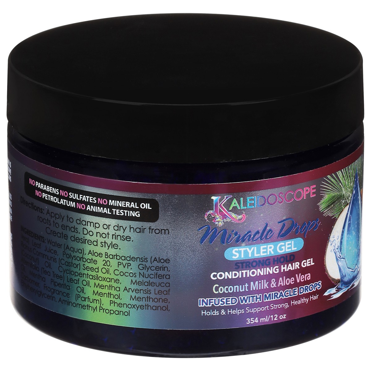 slide 10 of 10, Kaleidoscope Miracle Drops Strong Hold Coconut Milk & Aloe Vera Styler Gel 12 oz, 12 oz