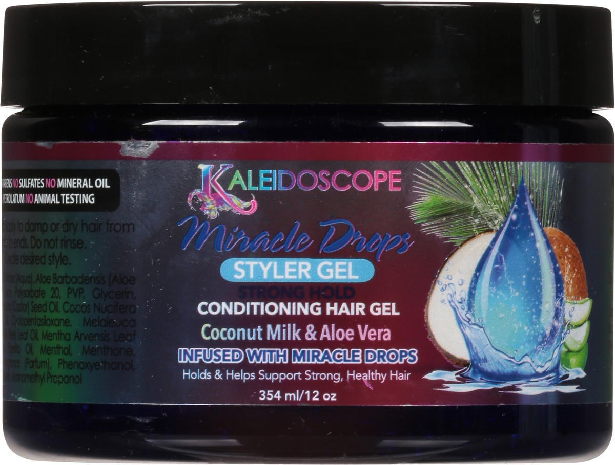 slide 6 of 10, Kaleidoscope Miracle Drops Strong Hold Coconut Milk & Aloe Vera Styler Gel 12 oz, 12 oz