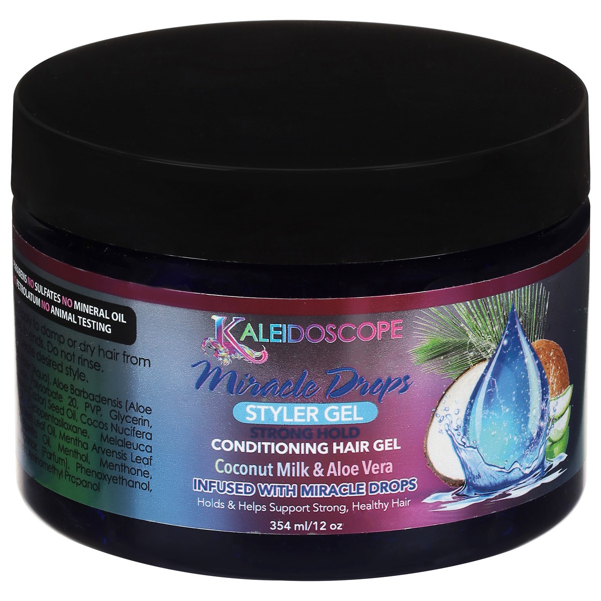 slide 3 of 10, Kaleidoscope Miracle Drops Strong Hold Coconut Milk & Aloe Vera Styler Gel 12 oz, 12 oz