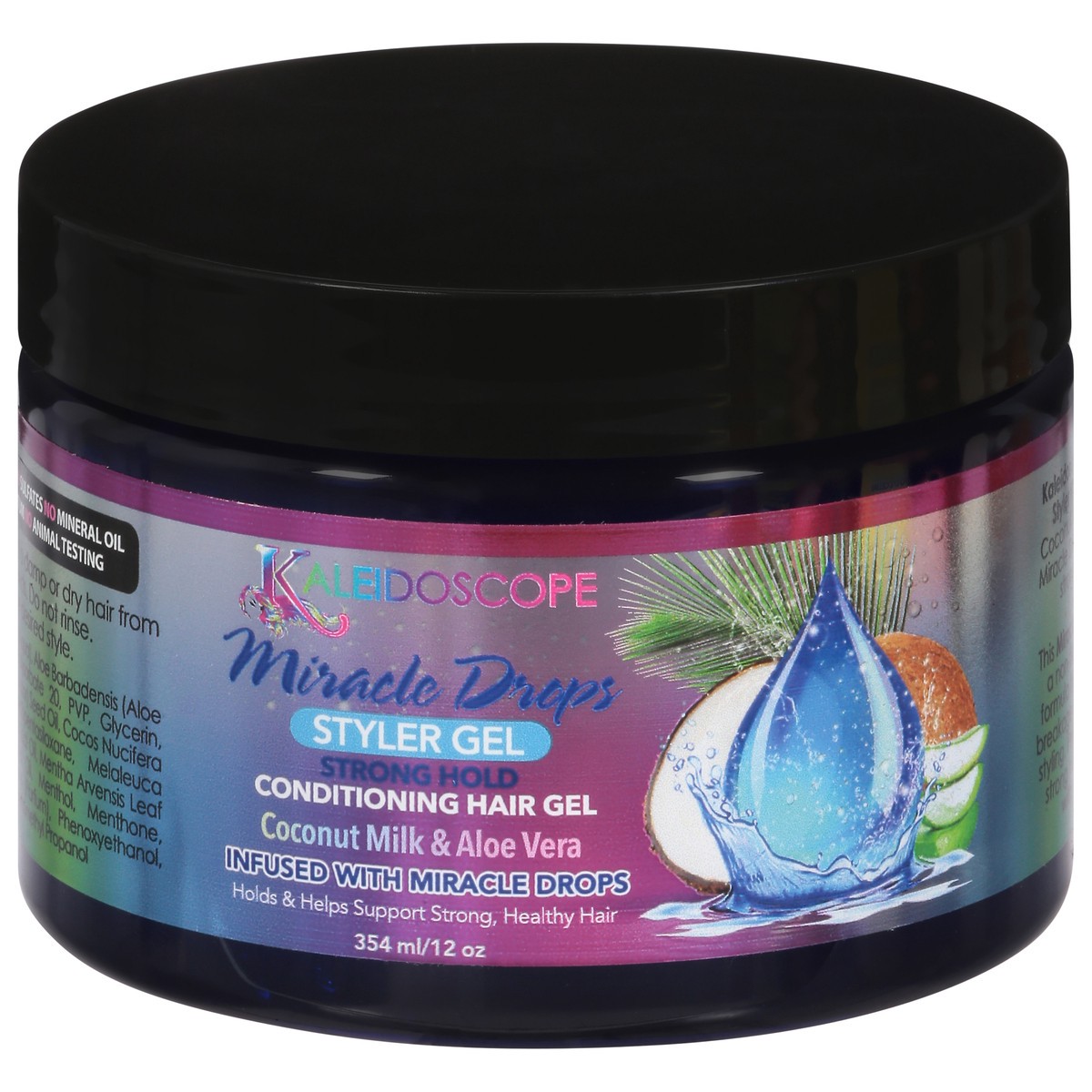 slide 1 of 10, Kaleidoscope Miracle Drops Strong Hold Coconut Milk & Aloe Vera Styler Gel 12 oz, 12 oz