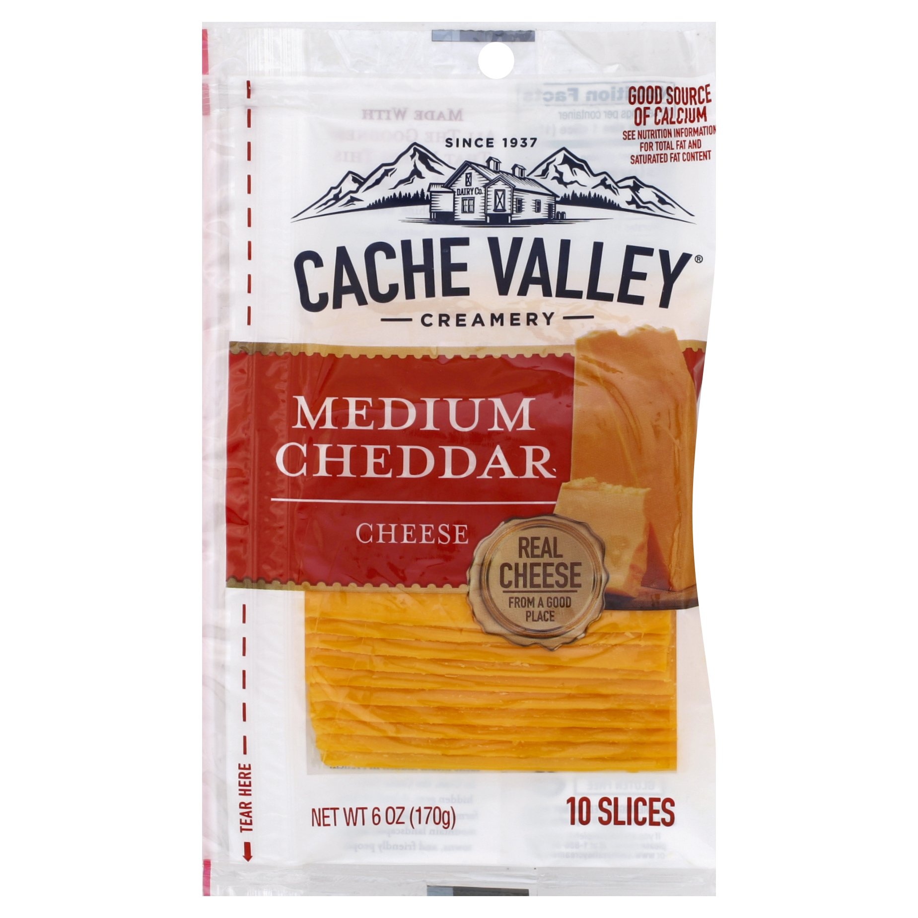 slide 1 of 2, Cache Valley Medium Cheddar Cheese Slices, 6 oz