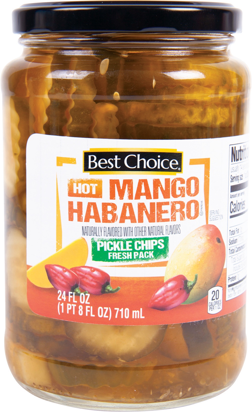 slide 1 of 1, Best Choice Hot Mango Habanero Pickle Chips, 24 oz