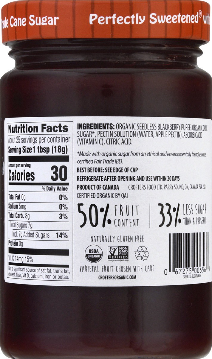 slide 5 of 9, Crofter's Organic Seedless Blackberry Premium Spread 16.5 oz, 16.5 oz