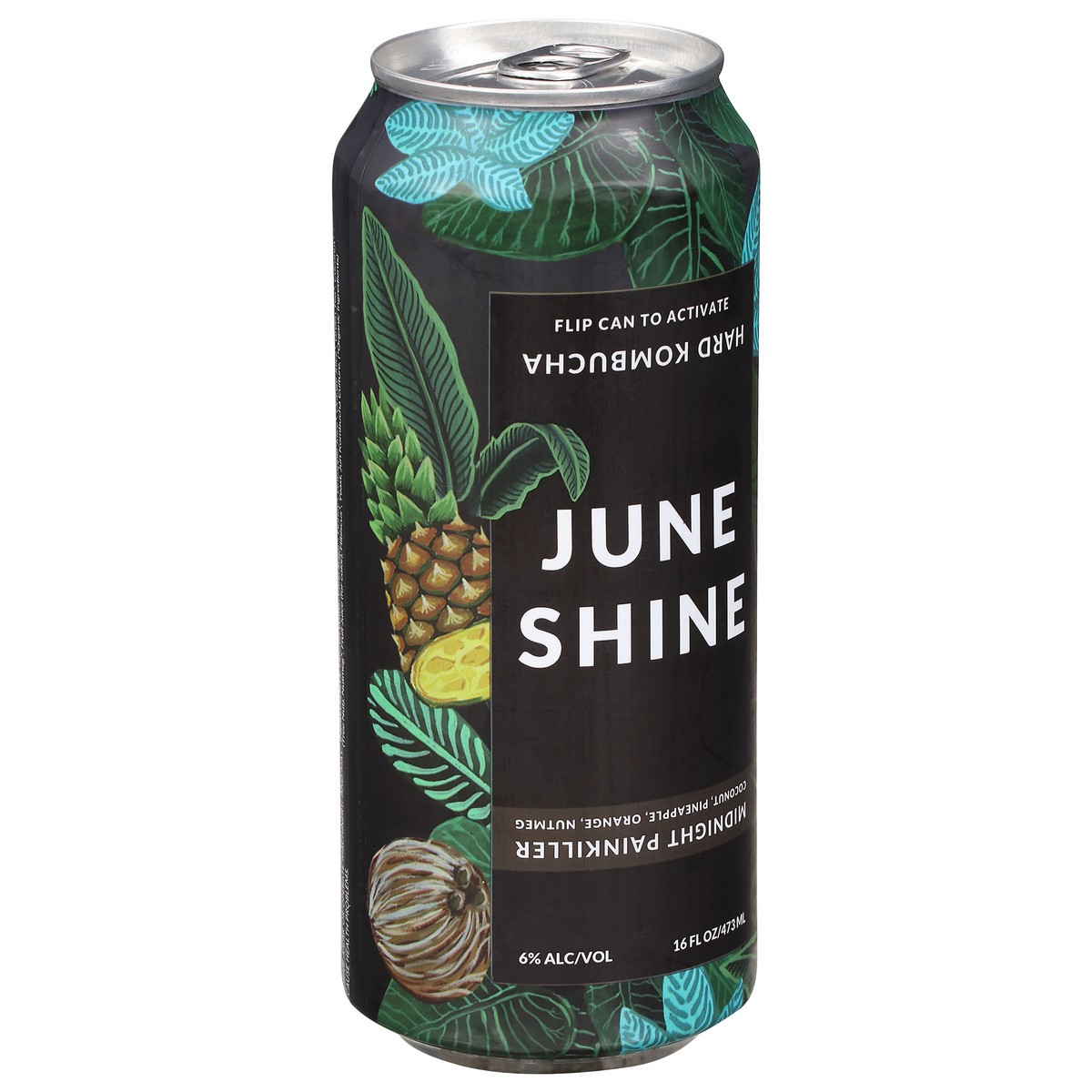 slide 12 of 12, JuneShine Midnight Painkiller Hard Kombucha 16 fl oz Can, 16 fl oz