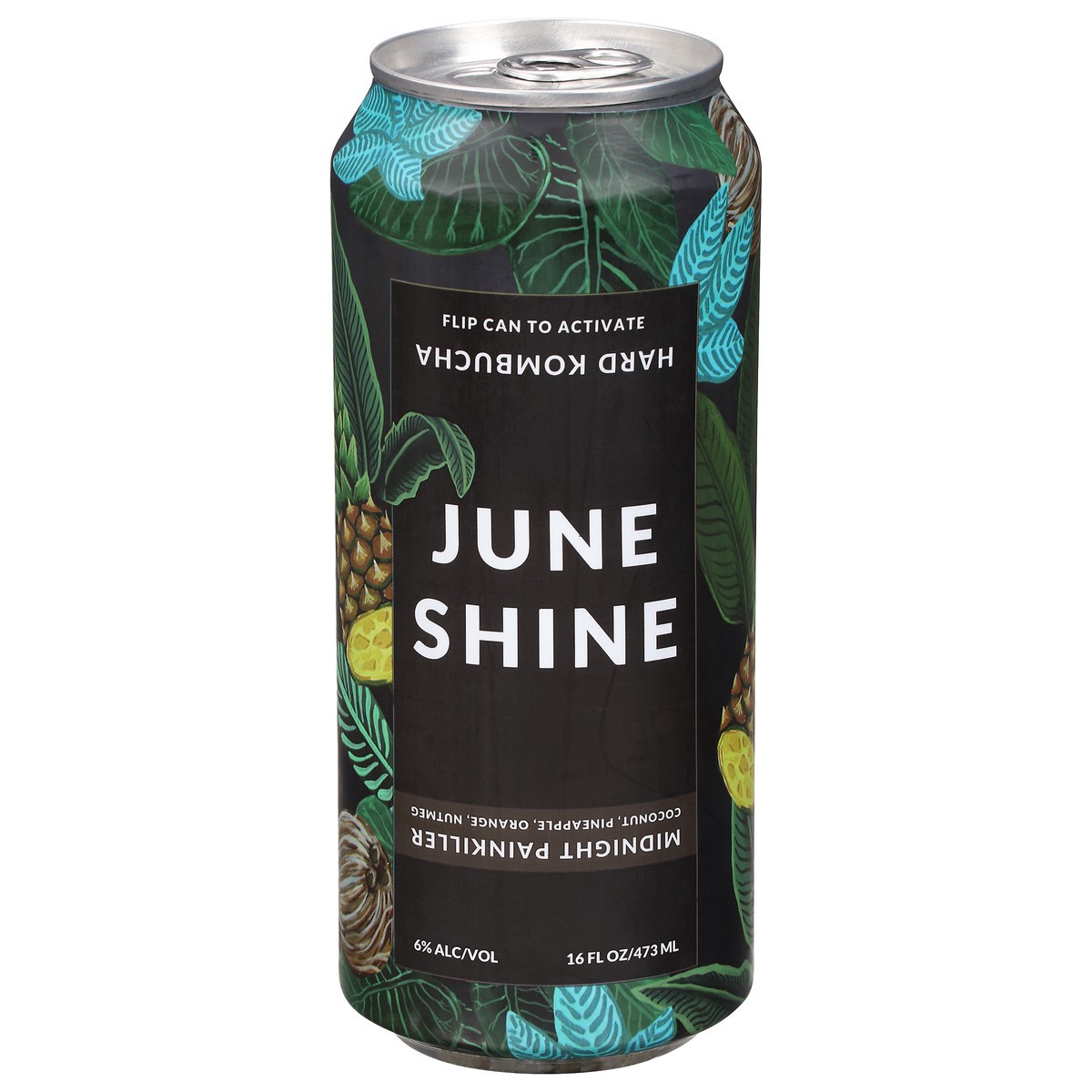 slide 1 of 12, JuneShine Midnight Painkiller Hard Kombucha 16 fl oz Can, 16 fl oz