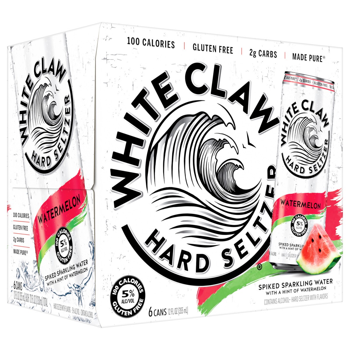 slide 7 of 7, White Claw 6 Pack Spiked Watermelon Hard Seltzer 6 ea, 12 fl oz