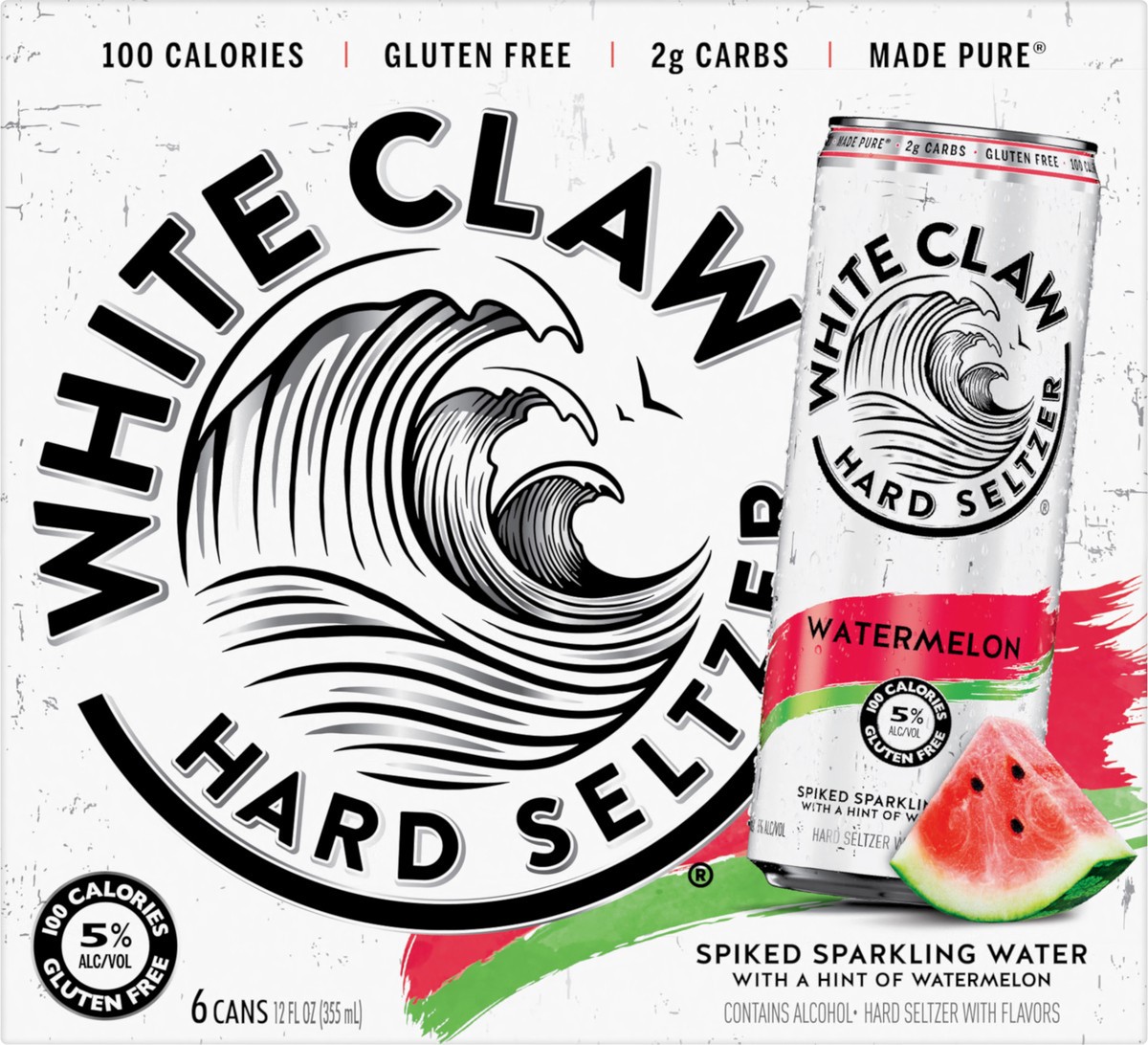 slide 6 of 7, White Claw 6 Pack Spiked Watermelon Hard Seltzer 6 ea, 12 fl oz