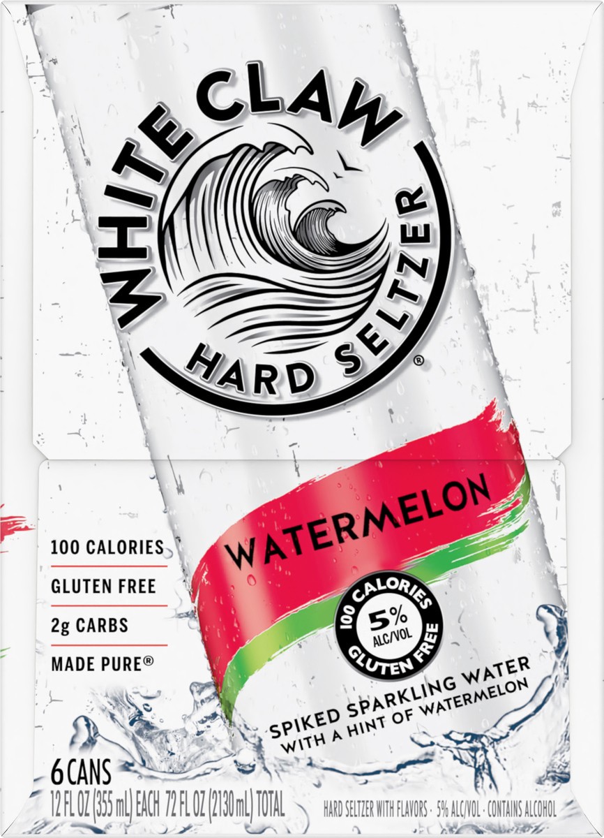 slide 4 of 7, White Claw 6 Pack Spiked Watermelon Hard Seltzer 6 ea, 12 fl oz