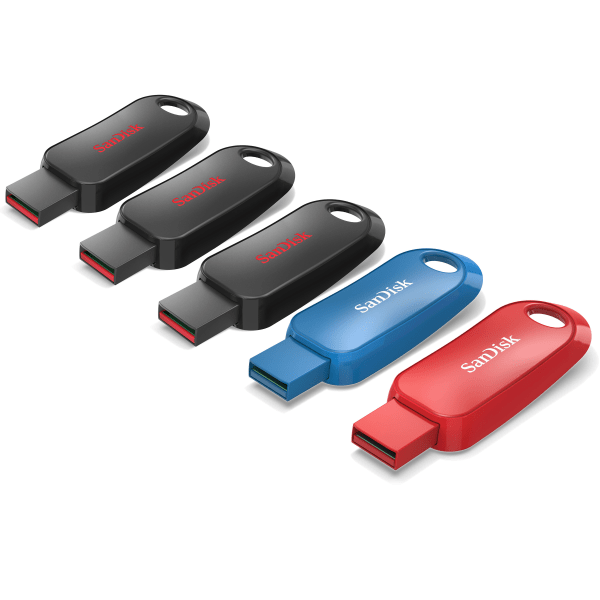 slide 7 of 10, SanDisk Cruzer Snap Usb 2.0 Flash Drives, 32Gb, Assorted Colors, Pack Of 5 Flash Drives, 5 ct