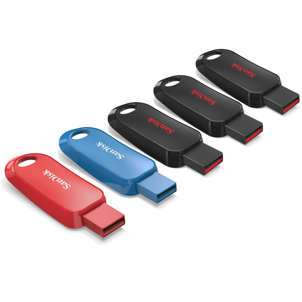 slide 5 of 10, SanDisk Cruzer Snap Usb 2.0 Flash Drives, 32Gb, Assorted Colors, Pack Of 5 Flash Drives, 5 ct