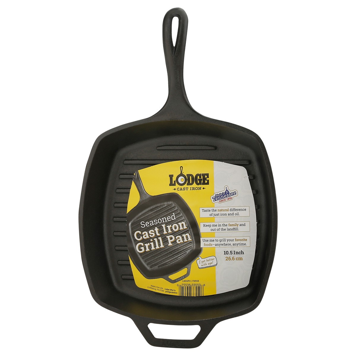 slide 4 of 9, Lodge Cast Iron Seasoned Grill Pan 10.5 Inch 1 ea, 1 ct