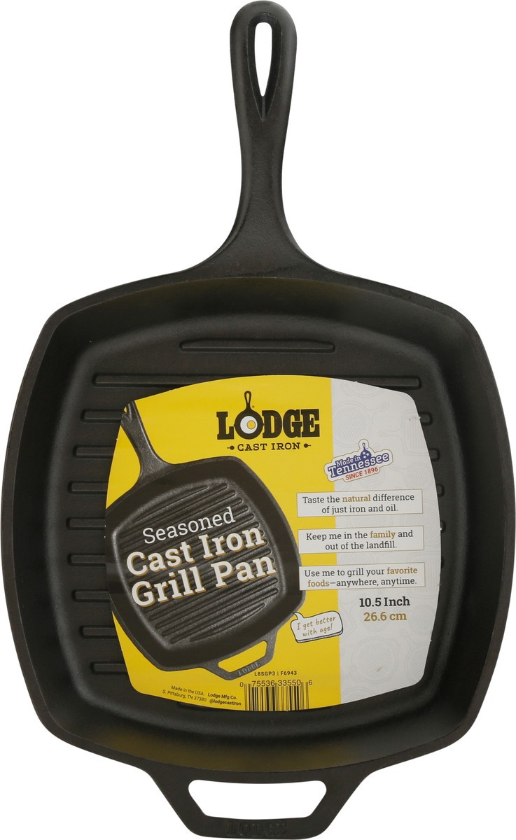 slide 9 of 9, Lodge Cast Iron Seasoned Grill Pan 10.5 Inch 1 ea, 1 ct