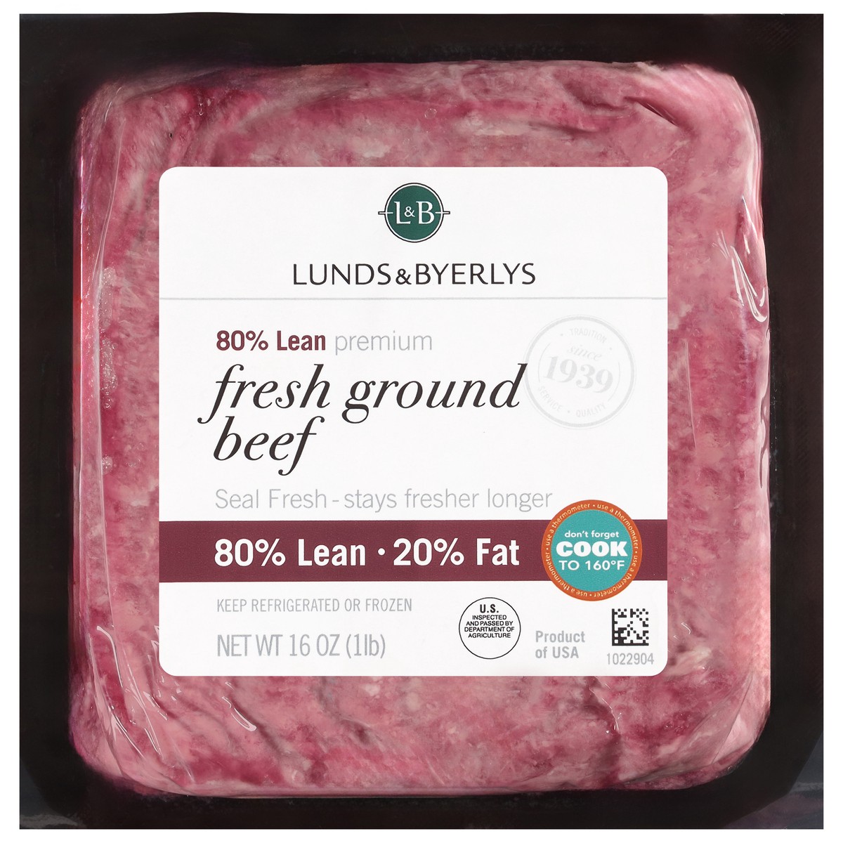 slide 1 of 4, Lunds & Byerlys 80%/20% Premium Fresh Ground Beef 16 oz, 16 oz