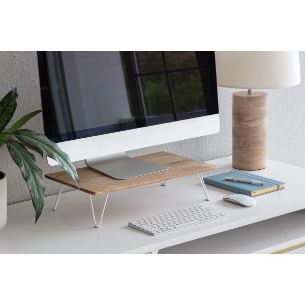 slide 2 of 6, Realspace Wood Monitor Stand, 4-3/4""H X 18""W X 10""D, Natural/White, 1 ct