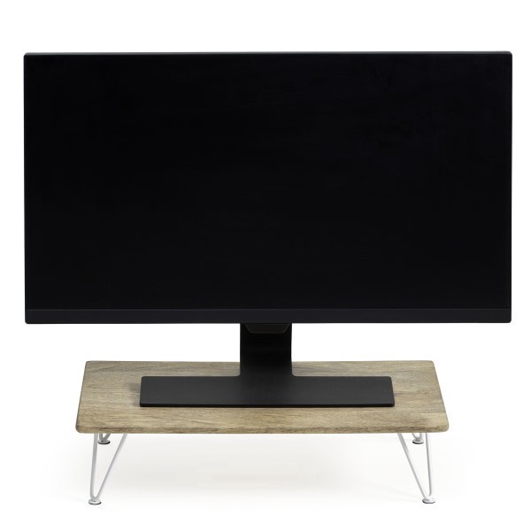 slide 6 of 6, Realspace Wood Monitor Stand, 4-3/4""H X 18""W X 10""D, Natural/White, 1 ct