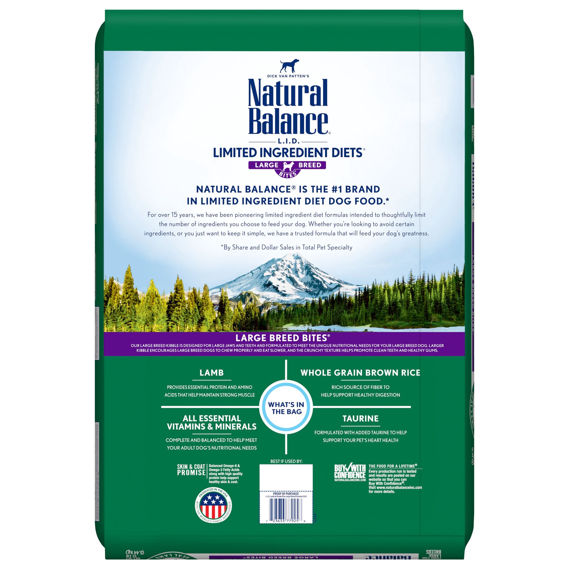 slide 3 of 5, Natural Balance L.I.D. Limited Ingredient Diets Dry Dog Food, 12 Pounds, Lamb & Brown Rice Large Breed Formula, 12 lb