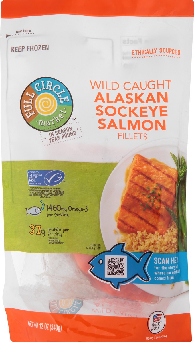 slide 3 of 15, Full Circle Market Wild Alaskan Sockeye Salmon Fillets, 12 oz