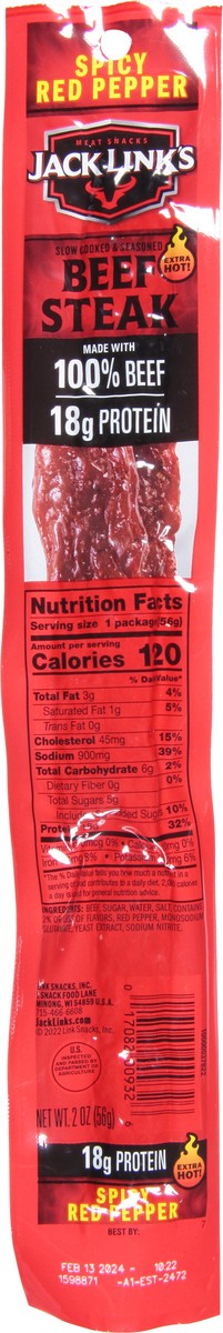 slide 4 of 9, Jack Link's Extra Hot Spicy Red Pepper Beef Steak 2 oz, 2 oz