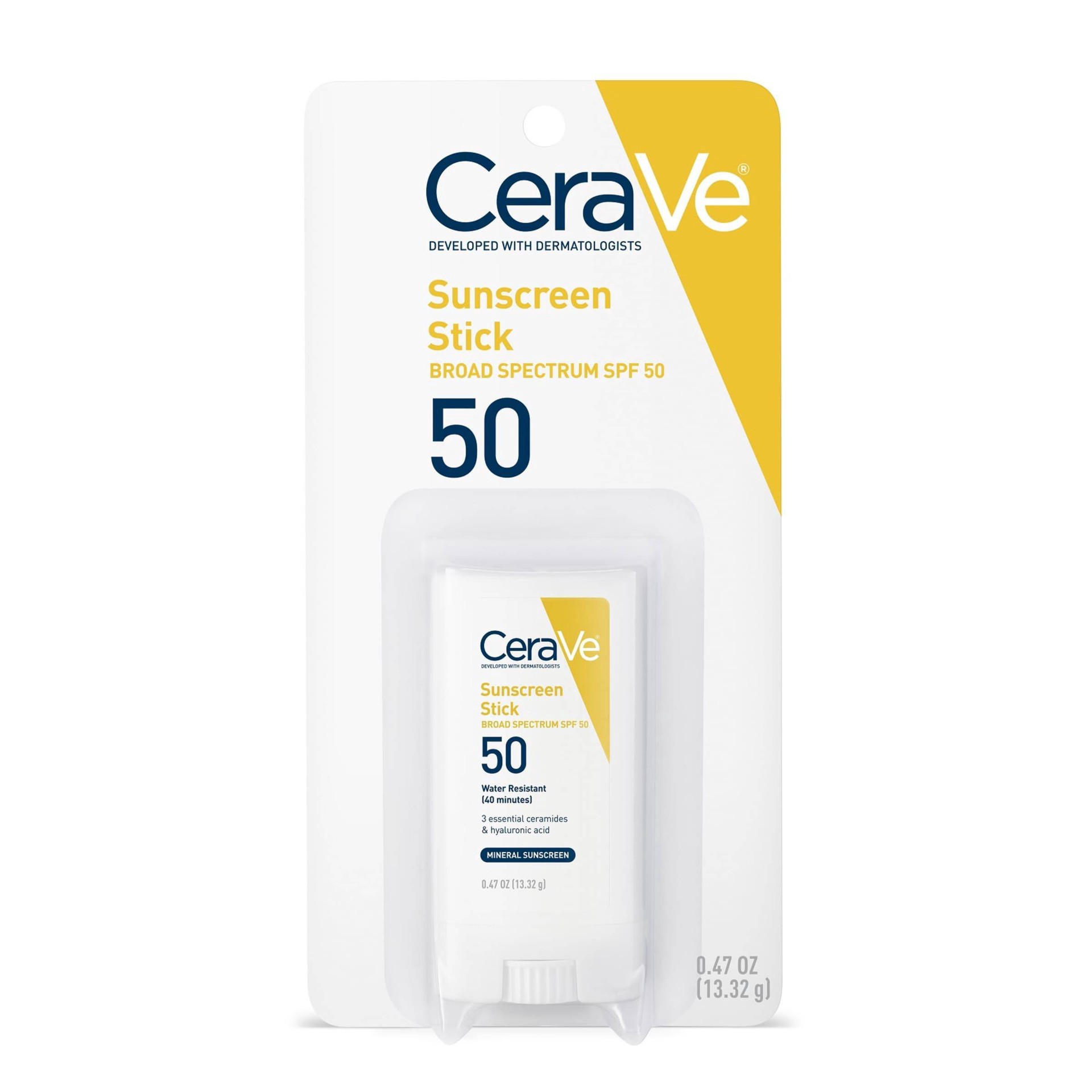 slide 6 of 15, CeraVe Sunscreen Stick SPF 50, 0.47 oz