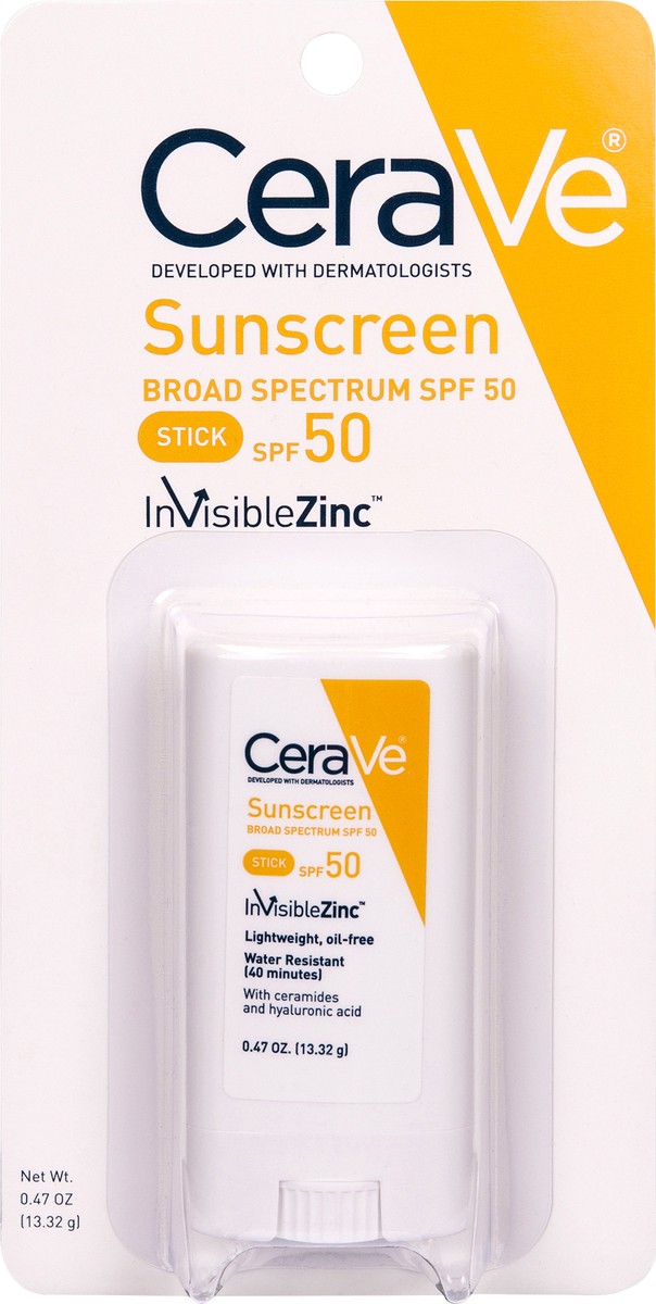 slide 1 of 15, CeraVe Sunscreen Stick SPF 50, 0.47 oz