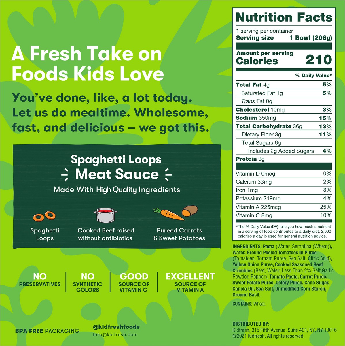 slide 2 of 3, Kidfresh Spaghetti Loops Pasta With Meat Sauce, 7.25 oz