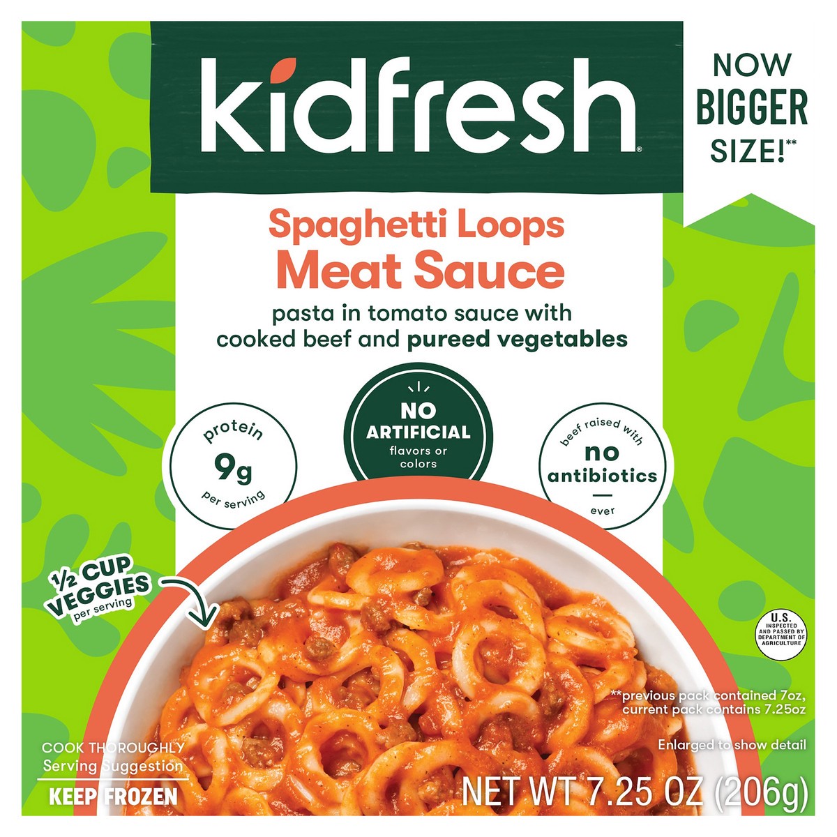 slide 1 of 3, Kidfresh Spaghetti Loops Pasta With Meat Sauce, 7.25 oz