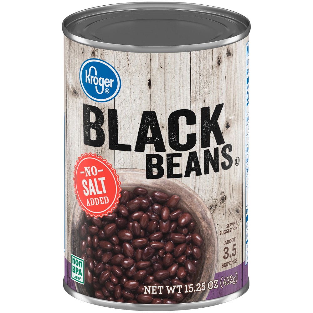 slide 1 of 4, Kroger Black Beans - No Salt Added, 15.25 oz