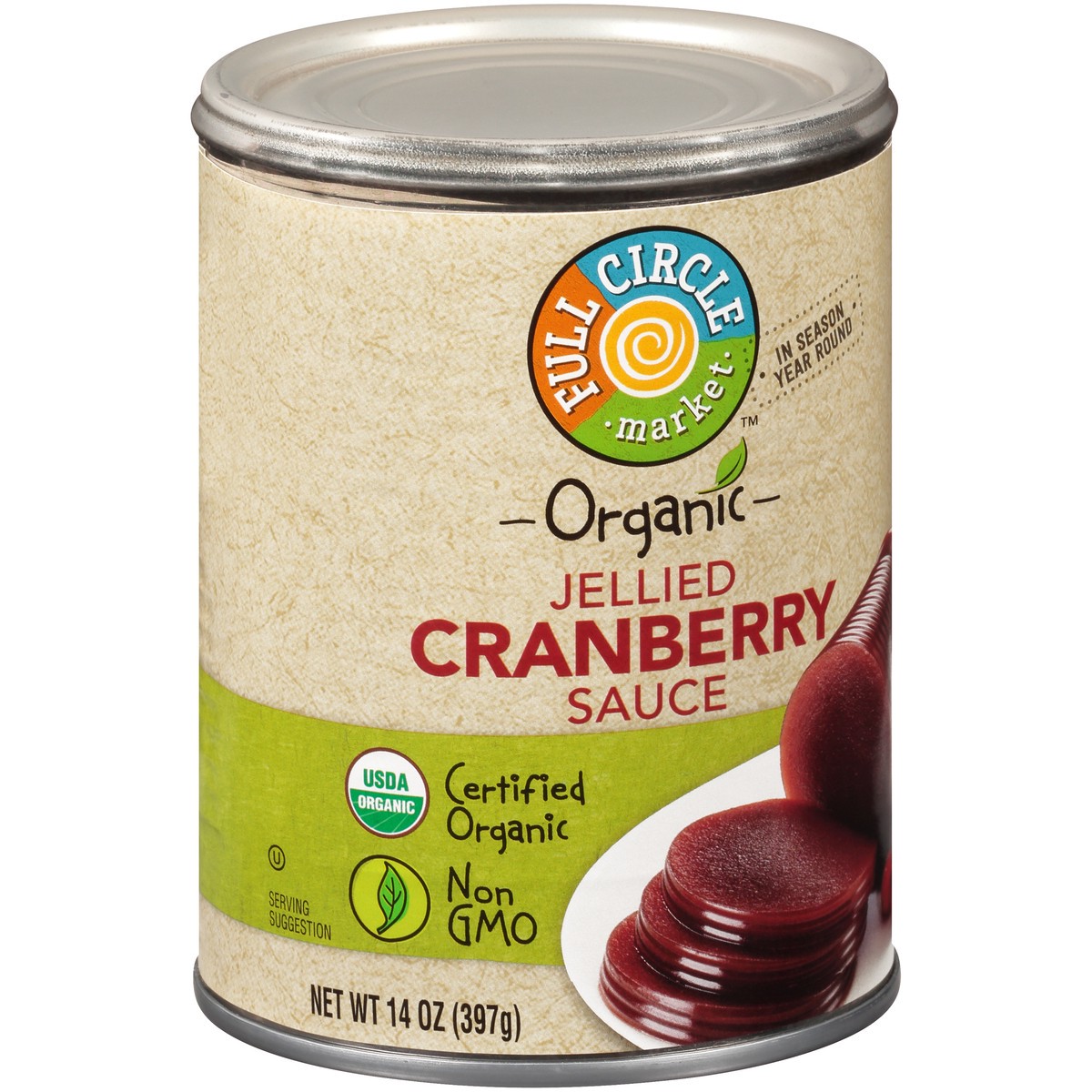 slide 5 of 9, Full Circle Market Jellied Cranberry Sauce - 14 oz, 14 oz