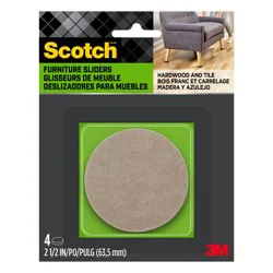Scotch 4-Pack 2-1/2 In Round Felt Hard Surface Furniture Slider