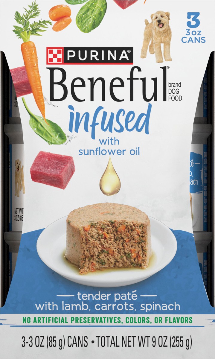 slide 5 of 9, Beneful Purina Beneful Infused Wet Dog Food Pate With Real Lamb, Carrots and Spinach, With Sunflower Oil, 9 oz