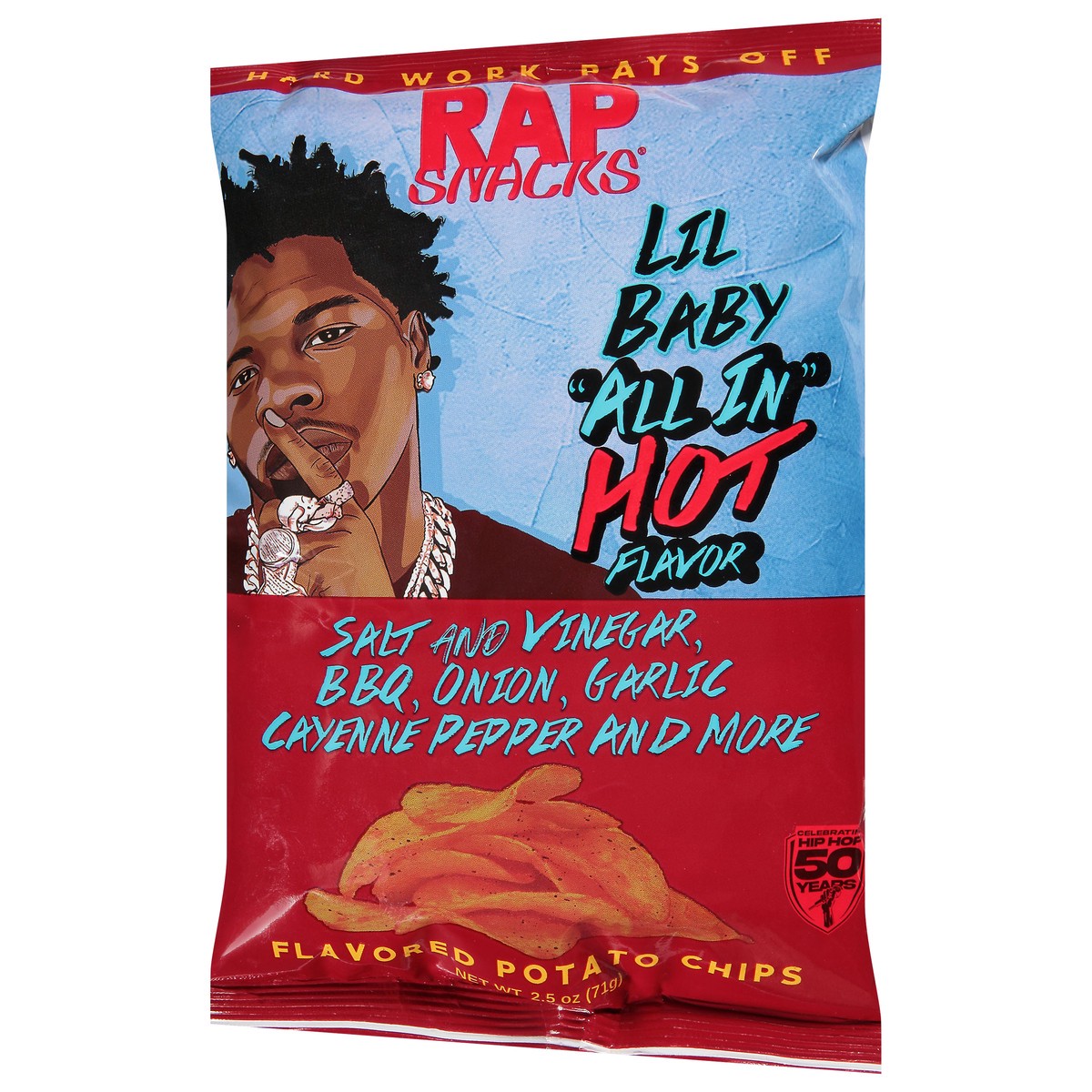 slide 8 of 9, Rap Snacks Lil Baby All in Hot Flavor Potato Chips 2.5 oz, 2.50 oz
