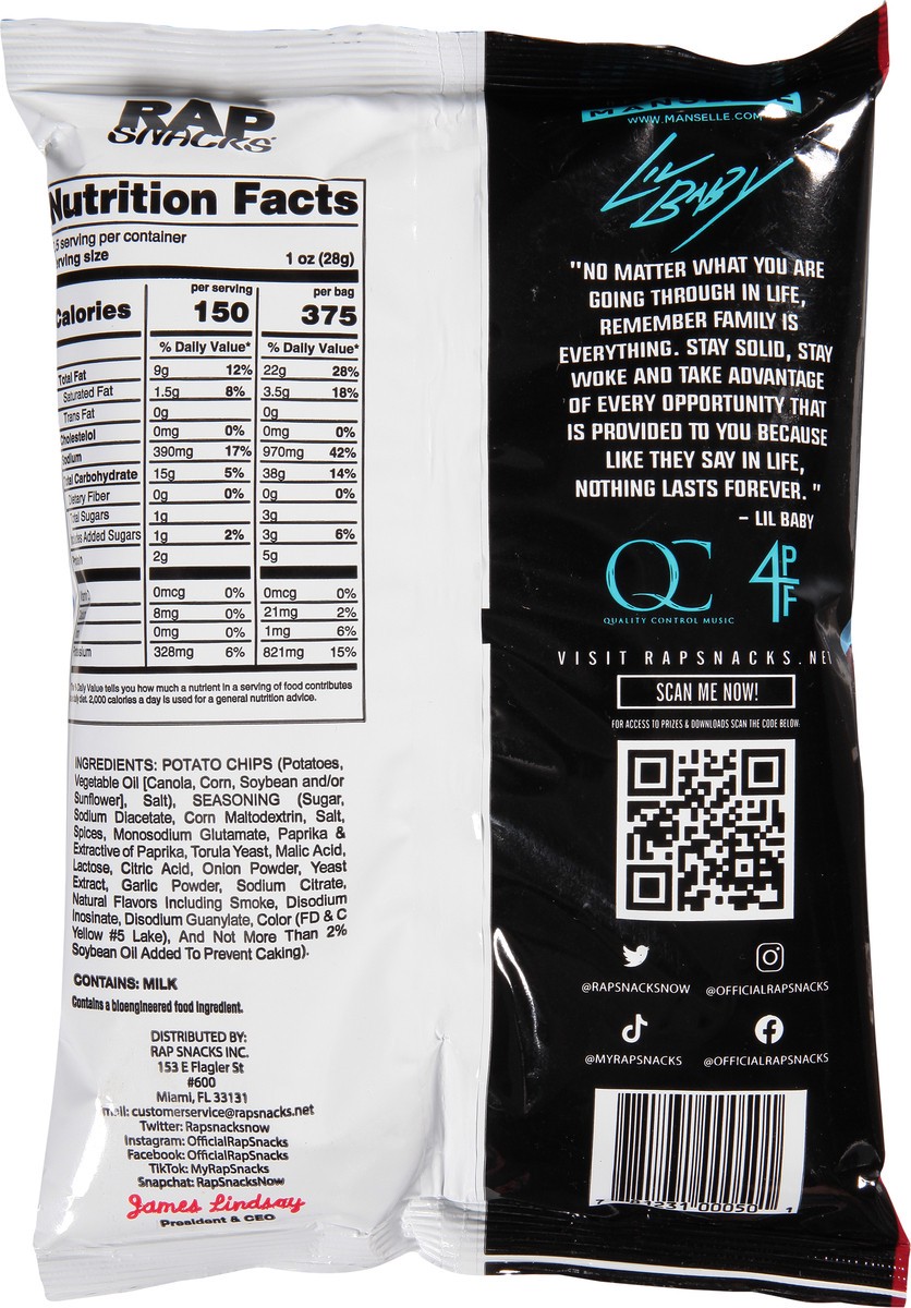 slide 3 of 9, Rap Snacks Lil Baby All in Hot Flavor Potato Chips 2.5 oz, 2.50 oz
