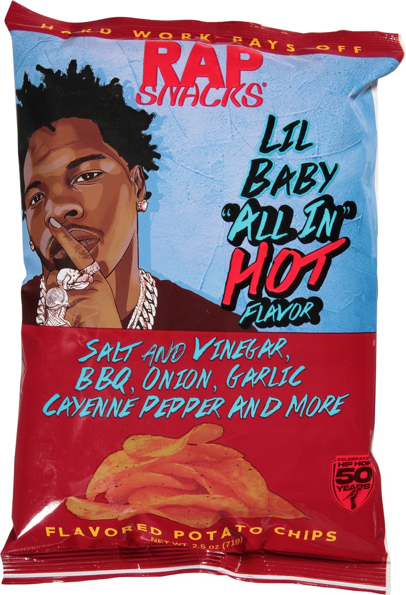 slide 4 of 9, Rap Snacks Lil Baby All in Hot Flavor Potato Chips 2.5 oz, 2.50 oz