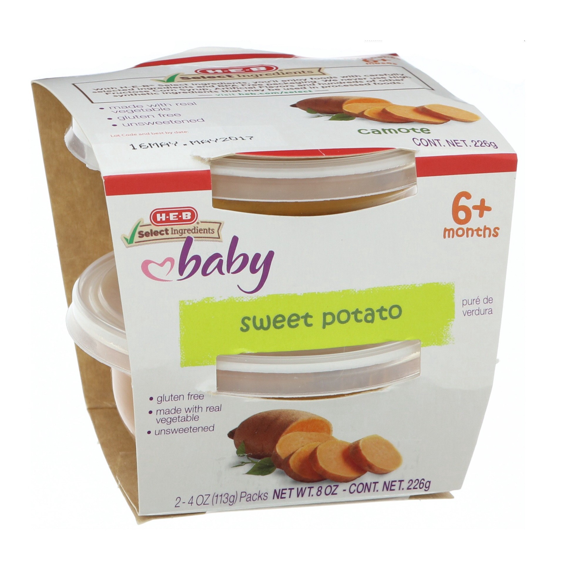 slide 1 of 1, H-E-B Select Ingredients Baby Second Stage Sweet Potato, 2 ct; 4 oz