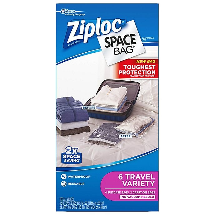 slide 1 of 1, Ziploc Space Bag Travel Variety Pack, 6 ct