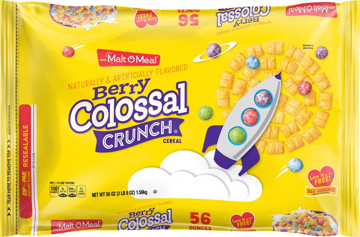 slide 6 of 7, Malt-O-Meal Berry Colossal Crunch Breakfast Cereal, 56 OZ Bag, 56 oz