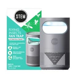 STEM Flying Insect Fan Trap for Indoor Bug Control, Plug-In Fan with UV Light, Starter Kit Includes 1 Device and 5 Glue Traps