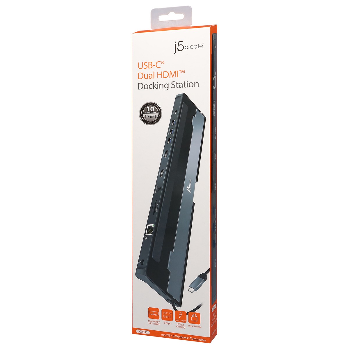 slide 9 of 9, j5create USB-C/Dual HDMI Docking Station 1 ea, 1 ct